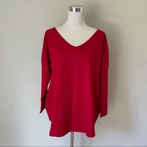 Dressbarn Red V-Neck Stretch Jersey Knit Top Size 1X